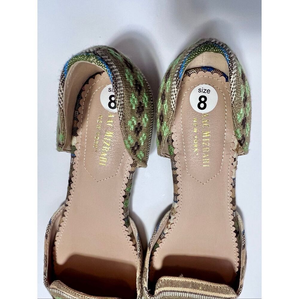 Isaac Mizrahi NY Flowers & Stripes Green / Tan Flats 8 - Picture 5 of 7